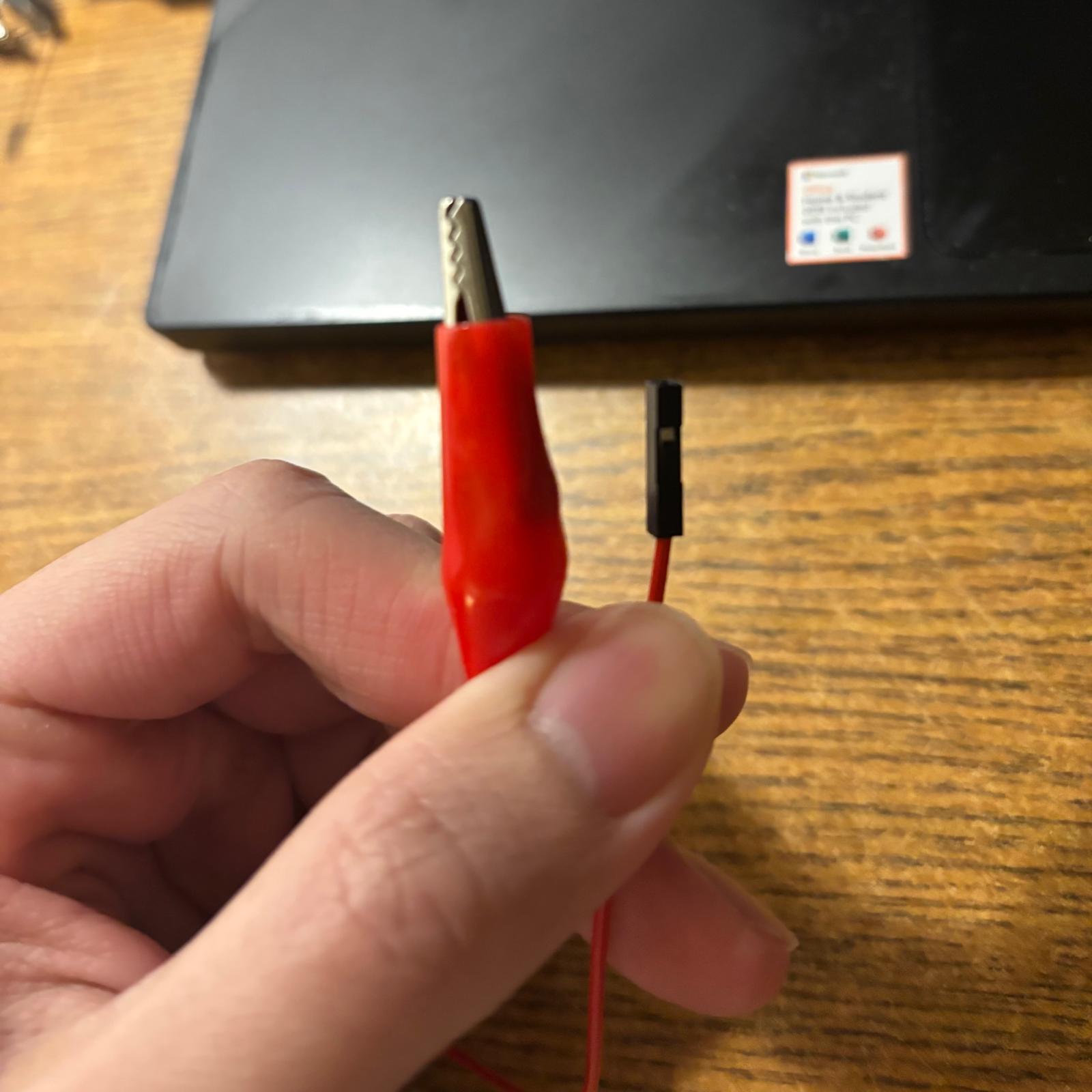 Second wire needed, crocodile clip to male jumper lead